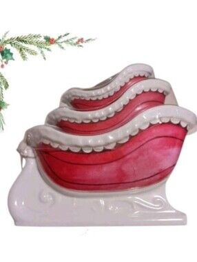 Shabby Chic Melamine Nesting Holiday Sleigh Serving Bowl Set Of 3